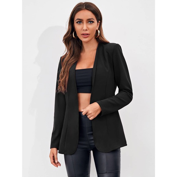 BohoGypsyDreamer.com Jackets & Blazers - Minimalist Business Casual Open Front Blazer black